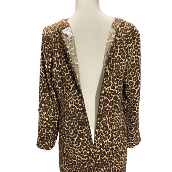 J Crew Long Sleeve Cheetah Animal Print Sheath Dress Brown Ivory Size 4 - Picture 5 of 7